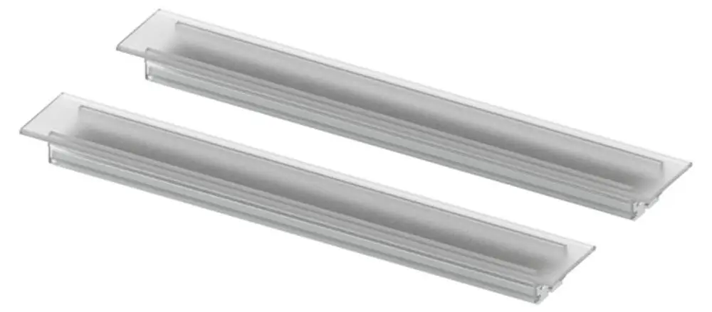 Transparente Leuchtprofilaufsätze von Keuco, in länglicher Form, bieten eine einfache Lösung zur Ersetzung oder Ergänzung von Lichtquellen.